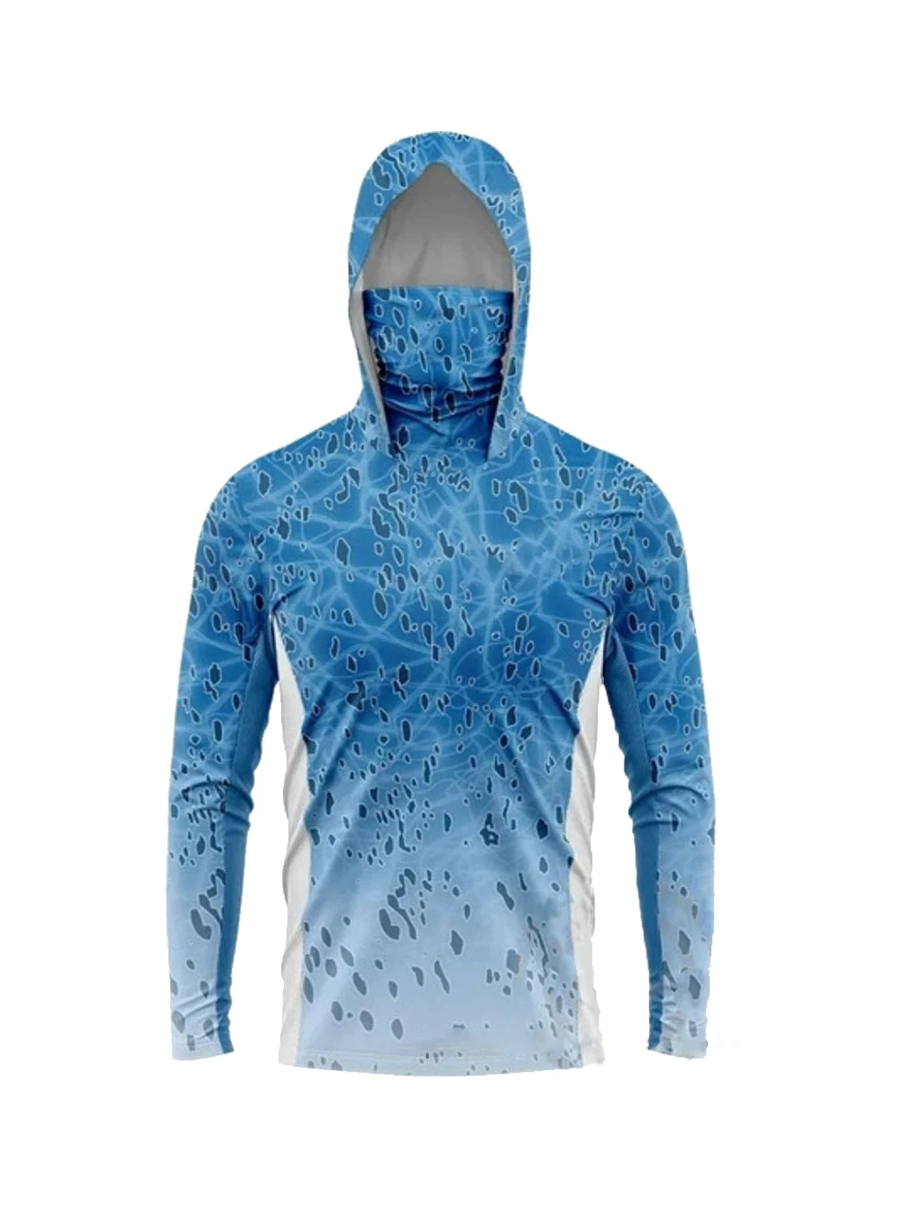 Fishing Mask Sun Protection - เสื้อฮู้ดดี้ตกปลาแขนยาวสำหรับผู้ชาย พร้อมหน้ากากป้องกันรังสียูวี เสื้อกันแดด เสื้อตกปลา เสื้อเจอร์ซีย์สำหรับล่าปลา UPF