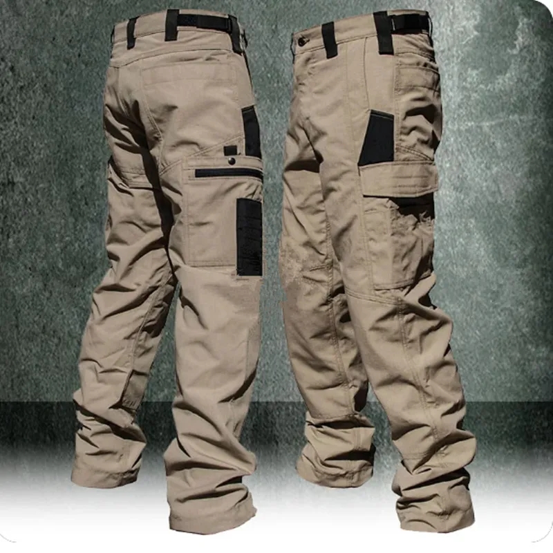 Fishing Pants Waterproof - สวมใส่ทํางานกางเกง Man Multi-Pocket STRAIGHT Cargo กางเกงวิ่งกลางแจ้งยุทธวิธีกางเกงฤดูใบไม้ผลิฤดูใบไม้ร่วงกางเกงสบายๆ