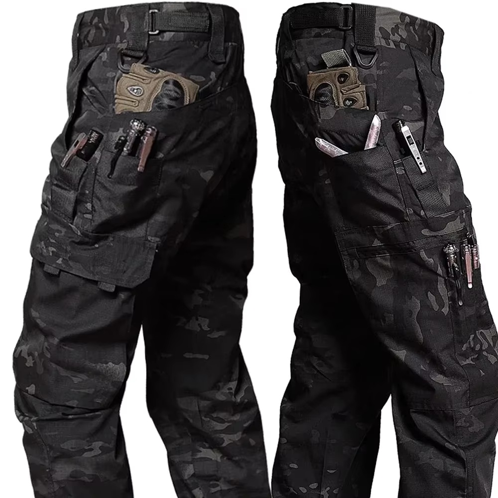 Fishing Pants Waterproof - ผู้ชายกางเกงยุทธวิธีทํางานกลางแจ้ง Casual Cargo กางเกงกันน้ํา Multi-Pocket สวมใส่กลางแจ้งการฝึกอบรมกางเกง