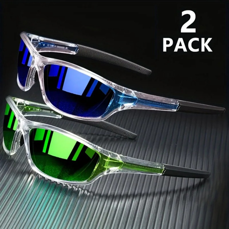 Fishing Sunglasses Polarized - แว่นกันแดดกีฬา 1/2 ชิ้น สำหรับผู้ชาย น้ำหนักเบา มองเห็นได้ในที่มืด