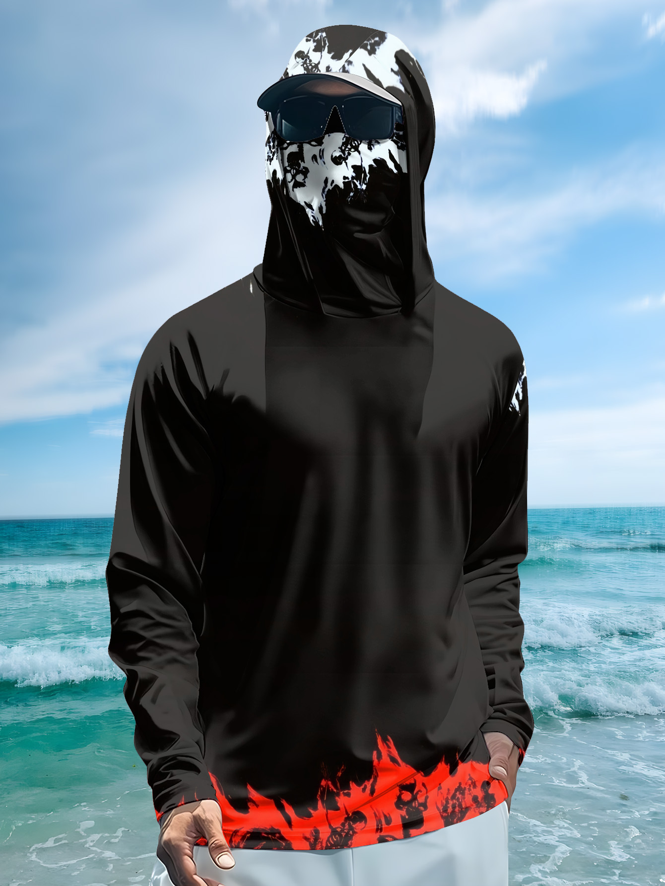 เสื้อตกปลาแขนยาวมีฮู้ดสำหรับผู - Fishing Shirt Uv Protection บทวิจารณ์และราคา