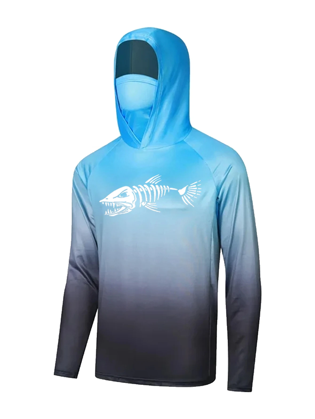 เสื้อฮู้ดตกปลาไล่เฉดสีน้ำเงิน  - Fishing Shirt Uv Protection บทวิจารณ์และราคา