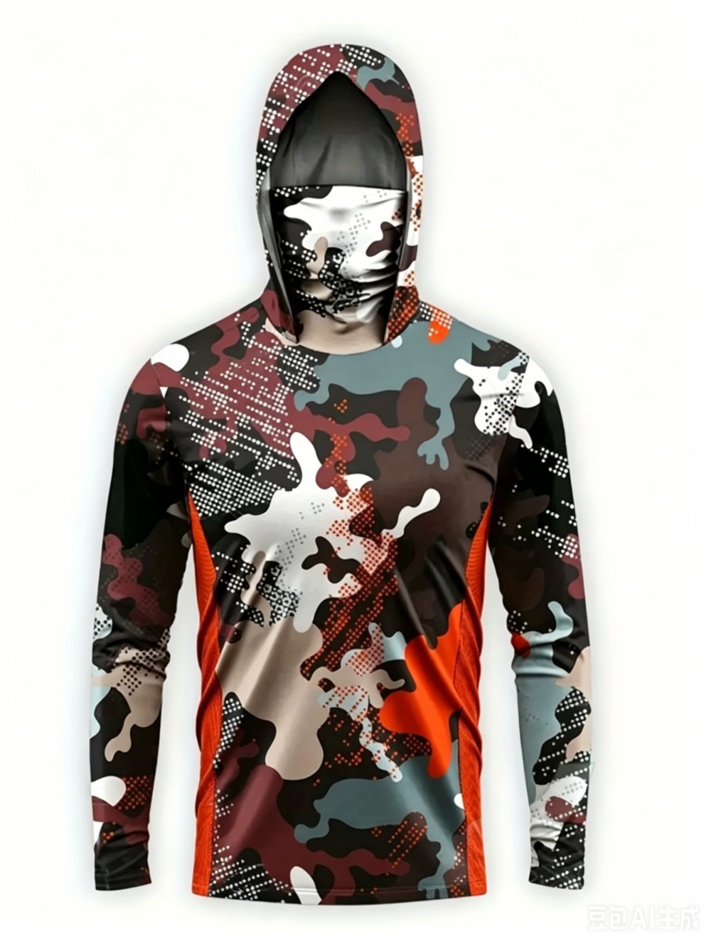 เสื้อฮู้ดตกปลาแขนยาวลายพรางสำห - Fishing Mask Sun Protection บทวิจารณ์และราคา